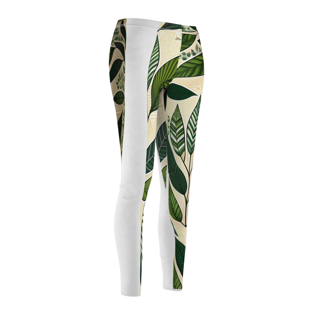 Green Leaf Outline Allover Print Leggings