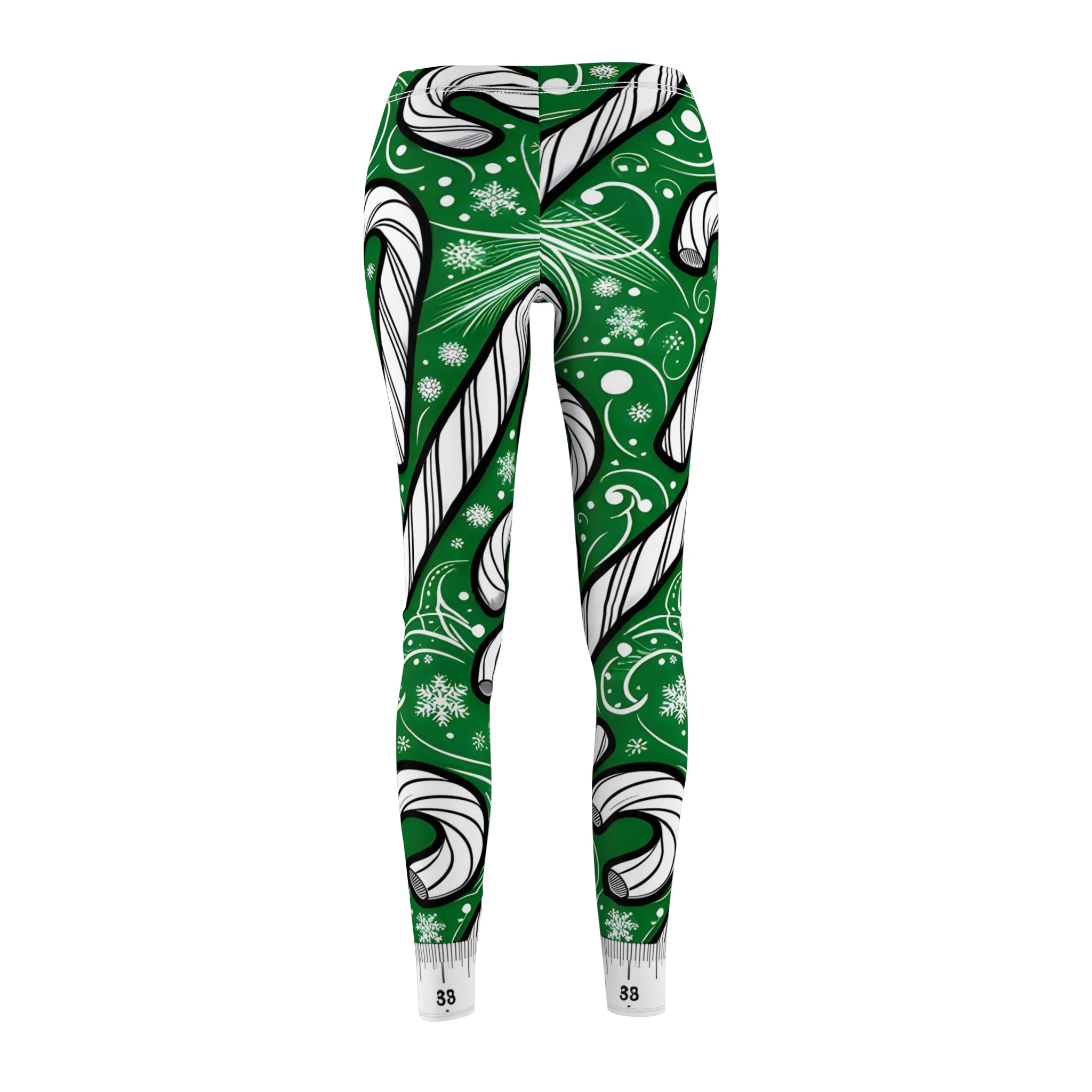 Festive Green Candy Cane Pattern Leggings