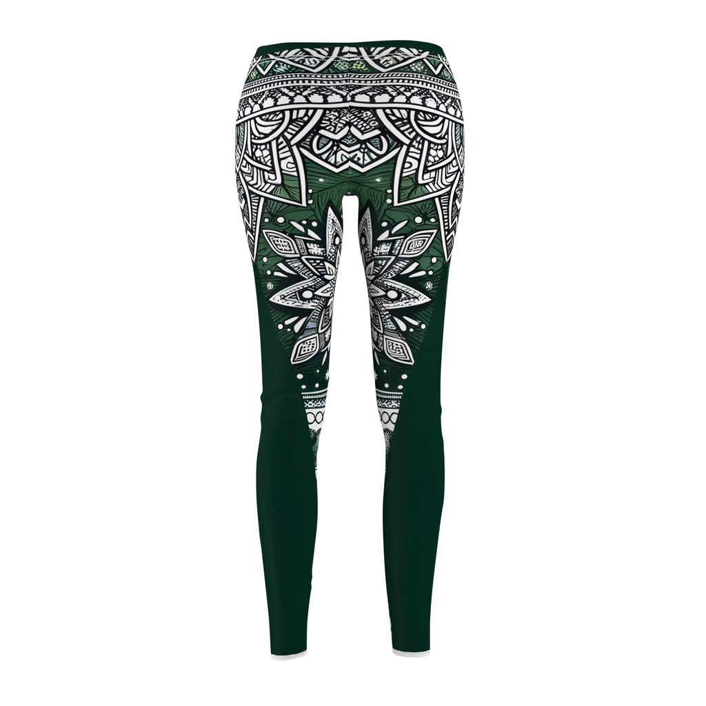 Snowflake Forest Green Allover Print Leggings