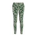 Sage Green Vine Branch Leggings – Nature-Inspired Patterned Yoga Pants with White Stem Crisscross Design