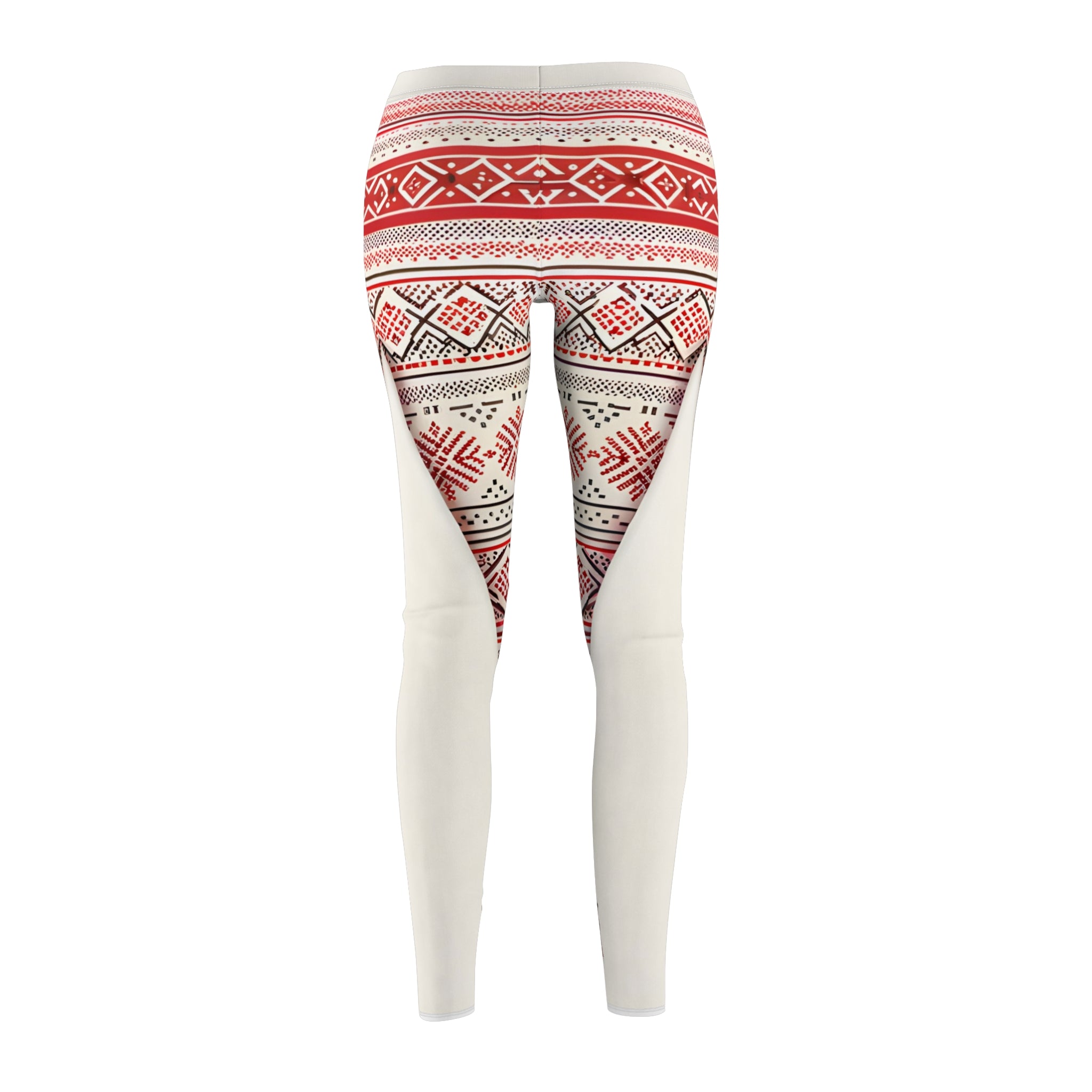 Nordic Red & White Geometric Leggings