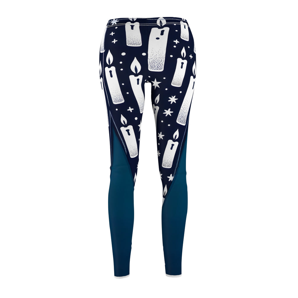 Serene Candle Navy Blue All-Over Print Leggings