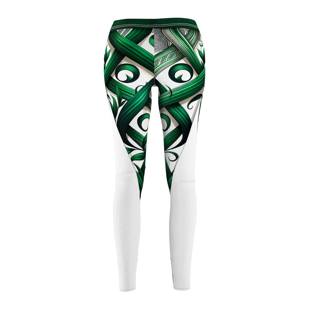 Vibrant Green Ribbon Allover Print Leggings