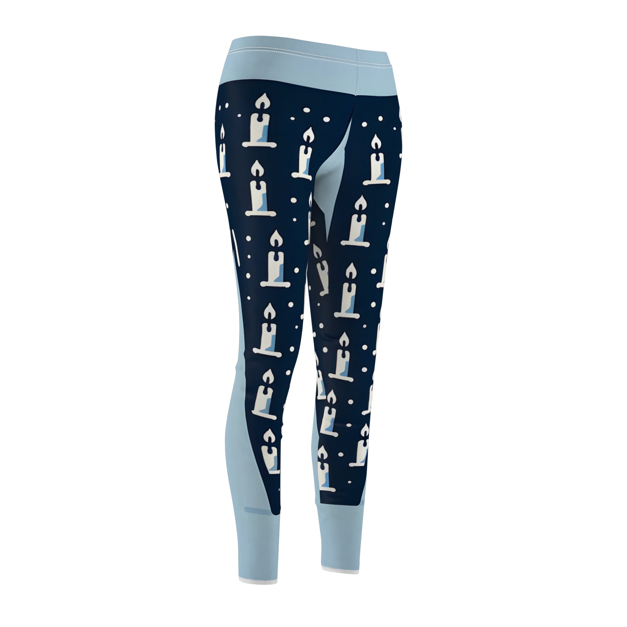 Navy Blue Candle Pattern Leggings