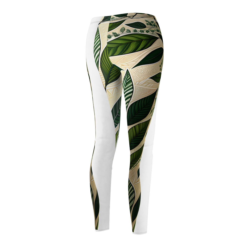Green Leaf Outline Allover Print Leggings