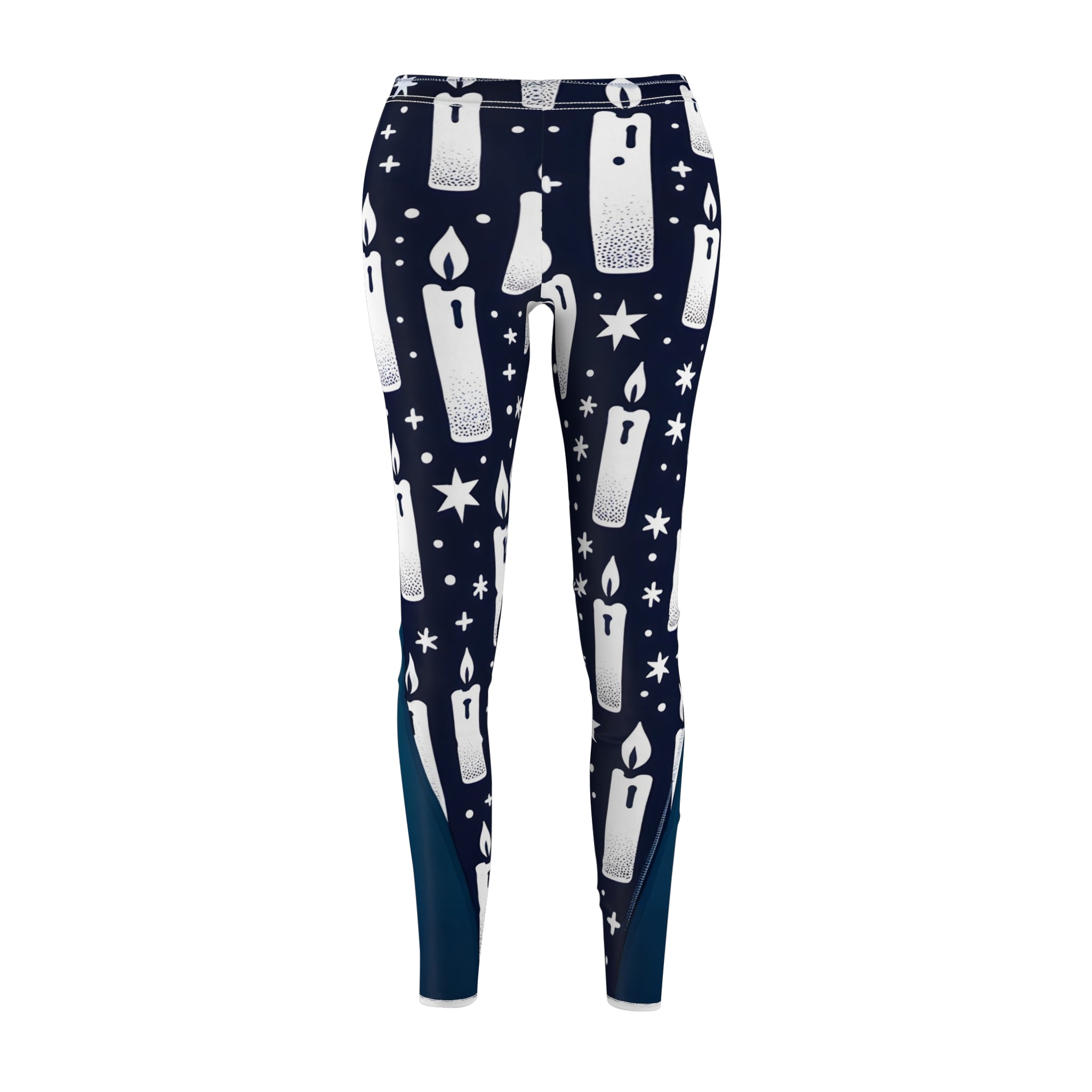 Serene Candle Navy Blue All-Over Print Leggings