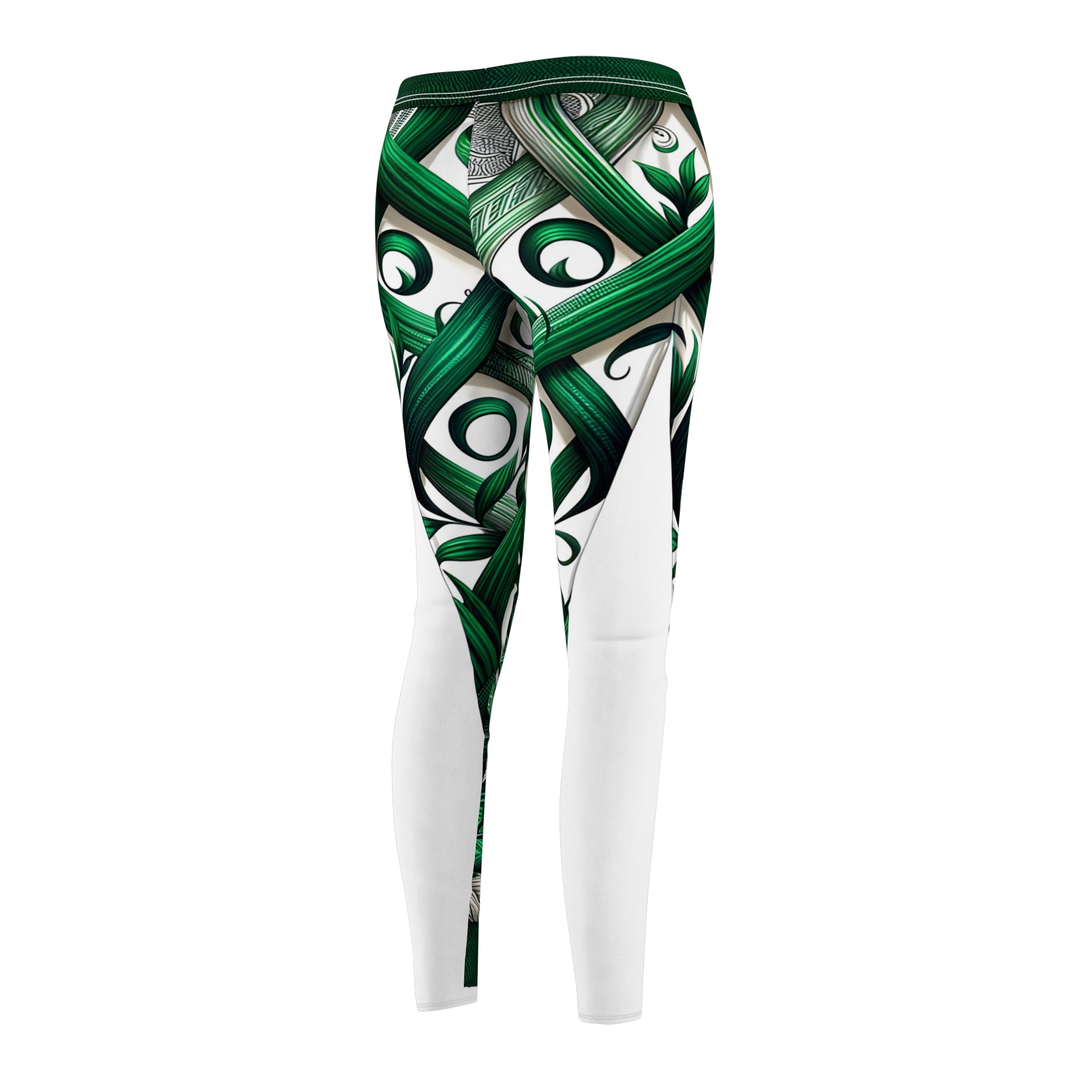 Vibrant Green Ribbon Allover Print Leggings