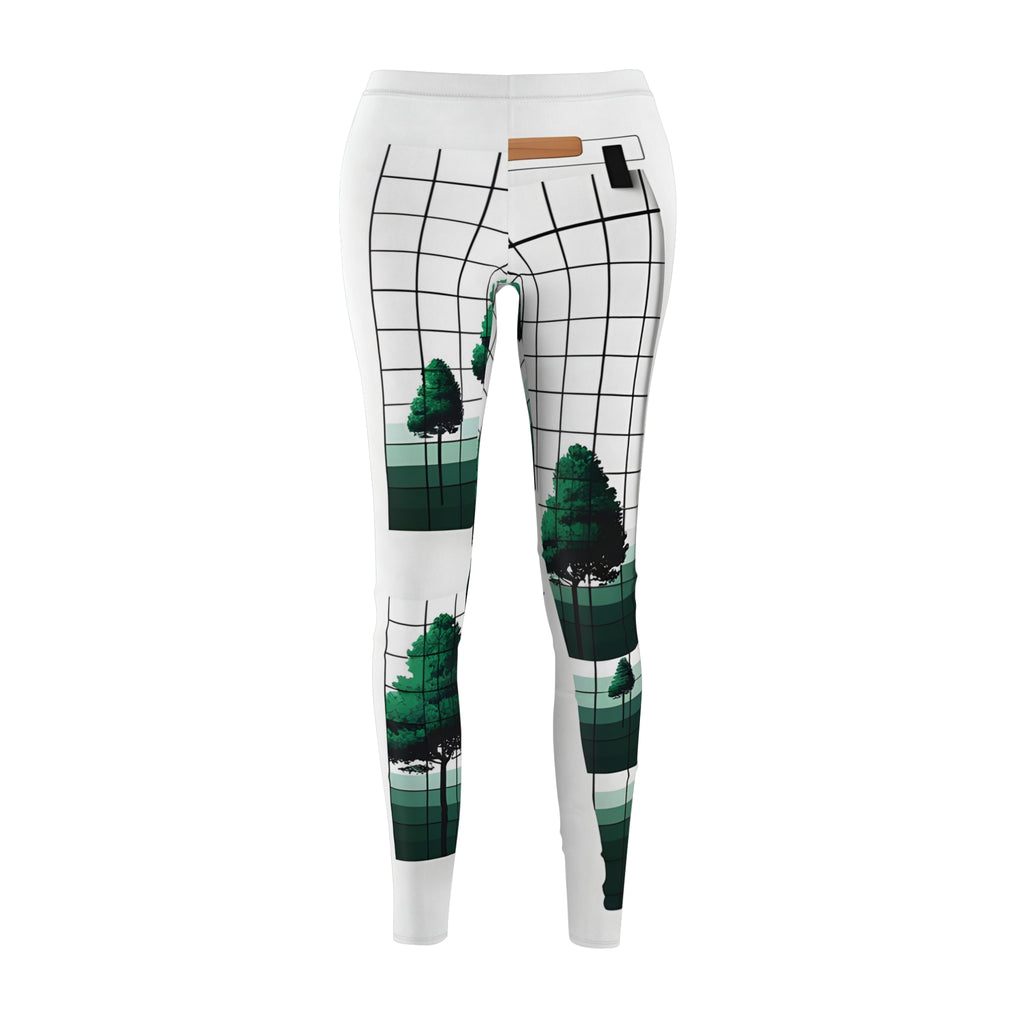 Minimalist Green Tree Grid Leggings