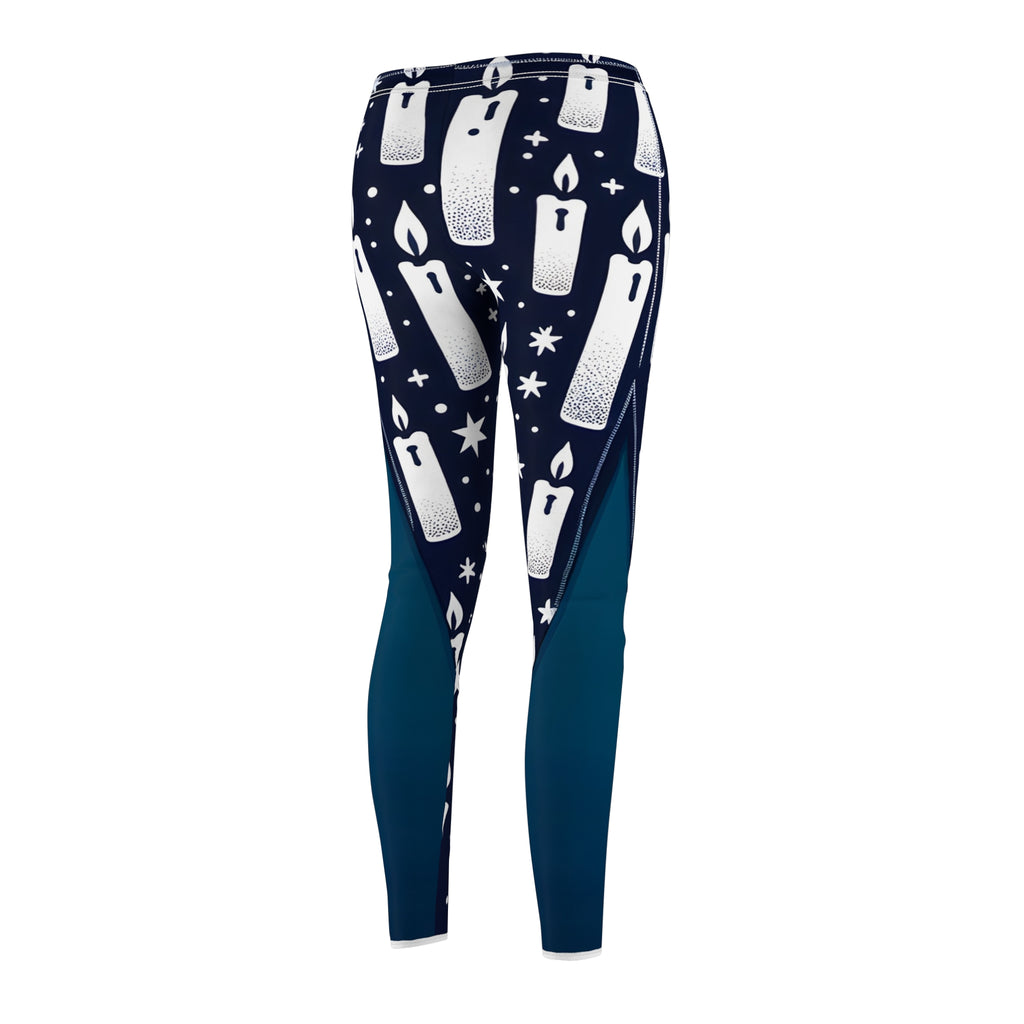 Serene Candle Navy Blue All-Over Print Leggings