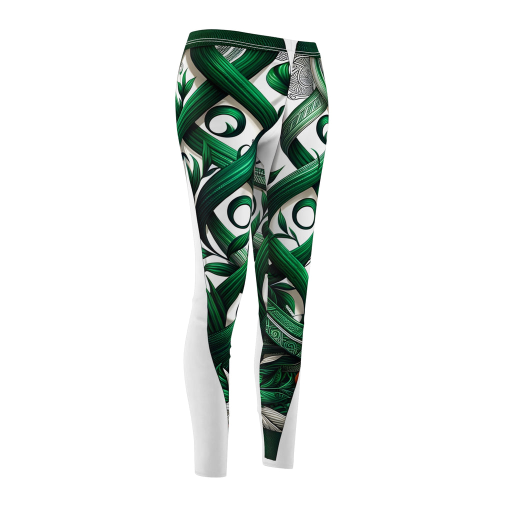 Vibrant Green Ribbon Allover Print Leggings