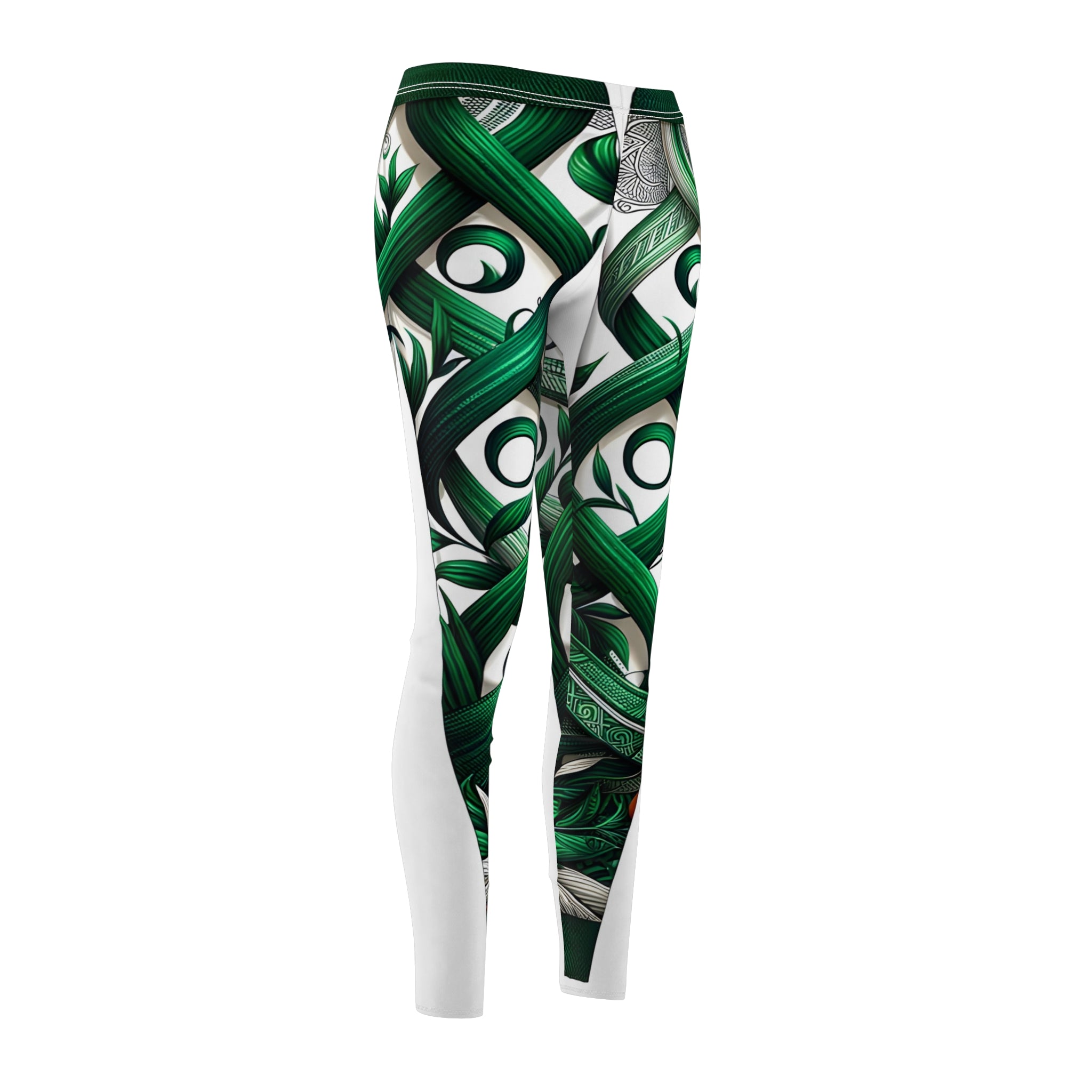 Vibrant Green Ribbon Allover Print Leggings
