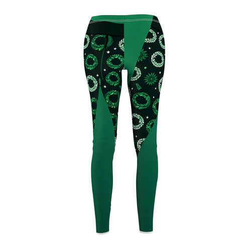 Festive Christmas Wreath Allover Print Leggings