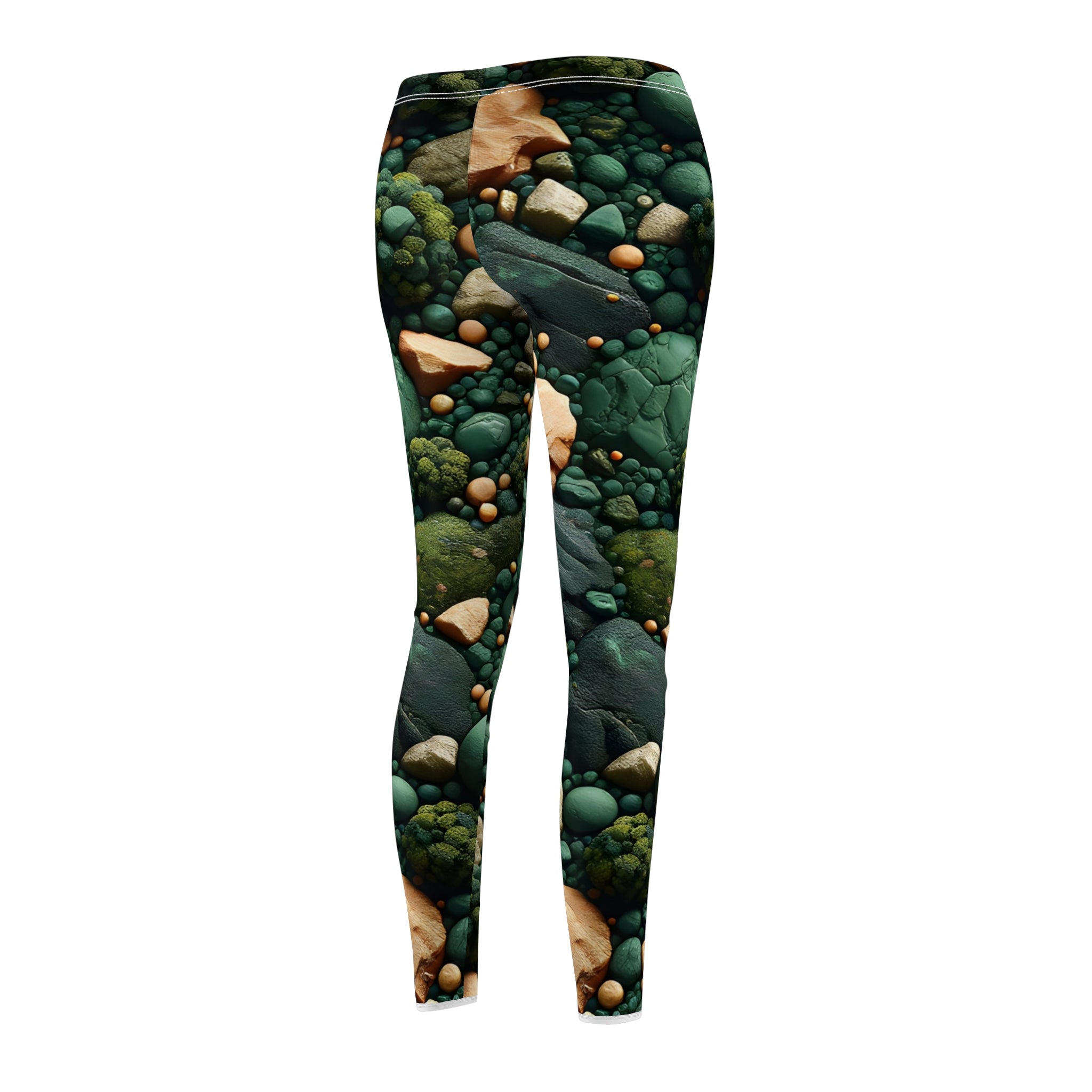 Forest Floor Mosaic Leggings – Deep Green Moss & Stone Chip Nature-Inspired Design