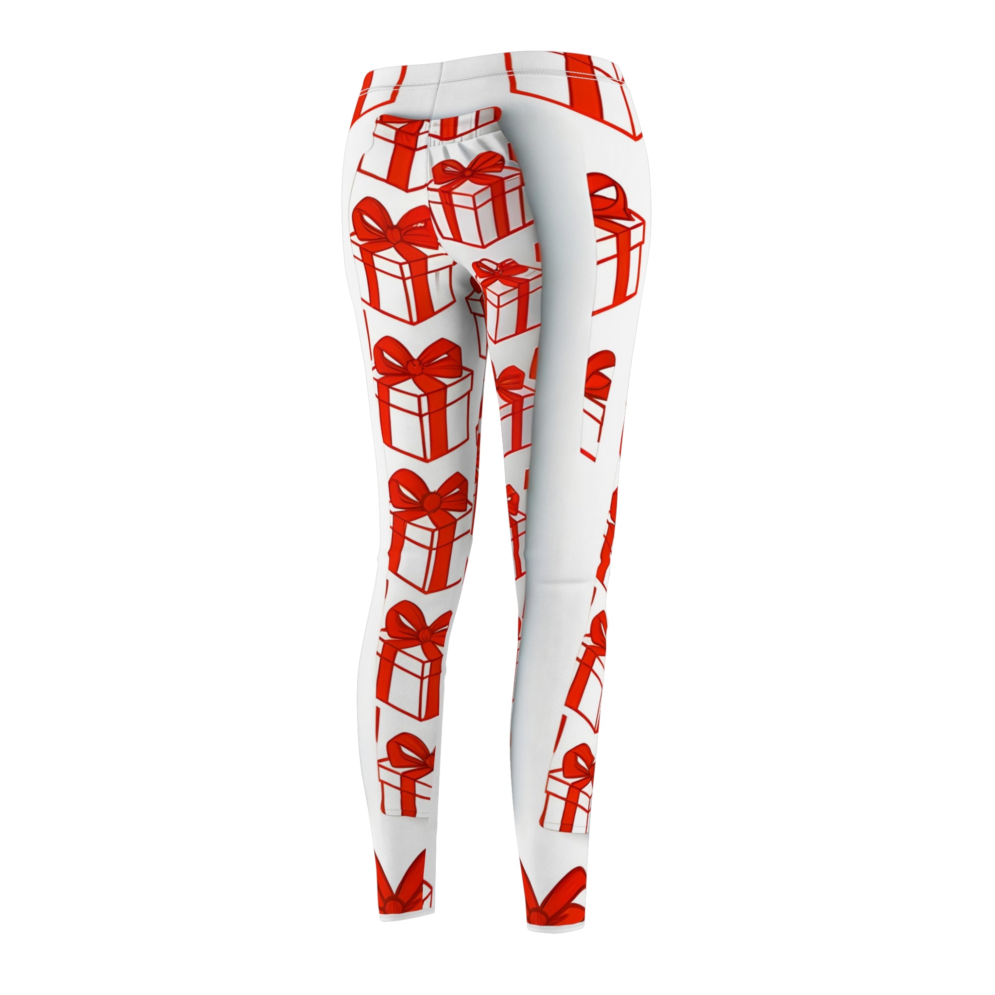 Minimalist Red Gift Box Print Leggings