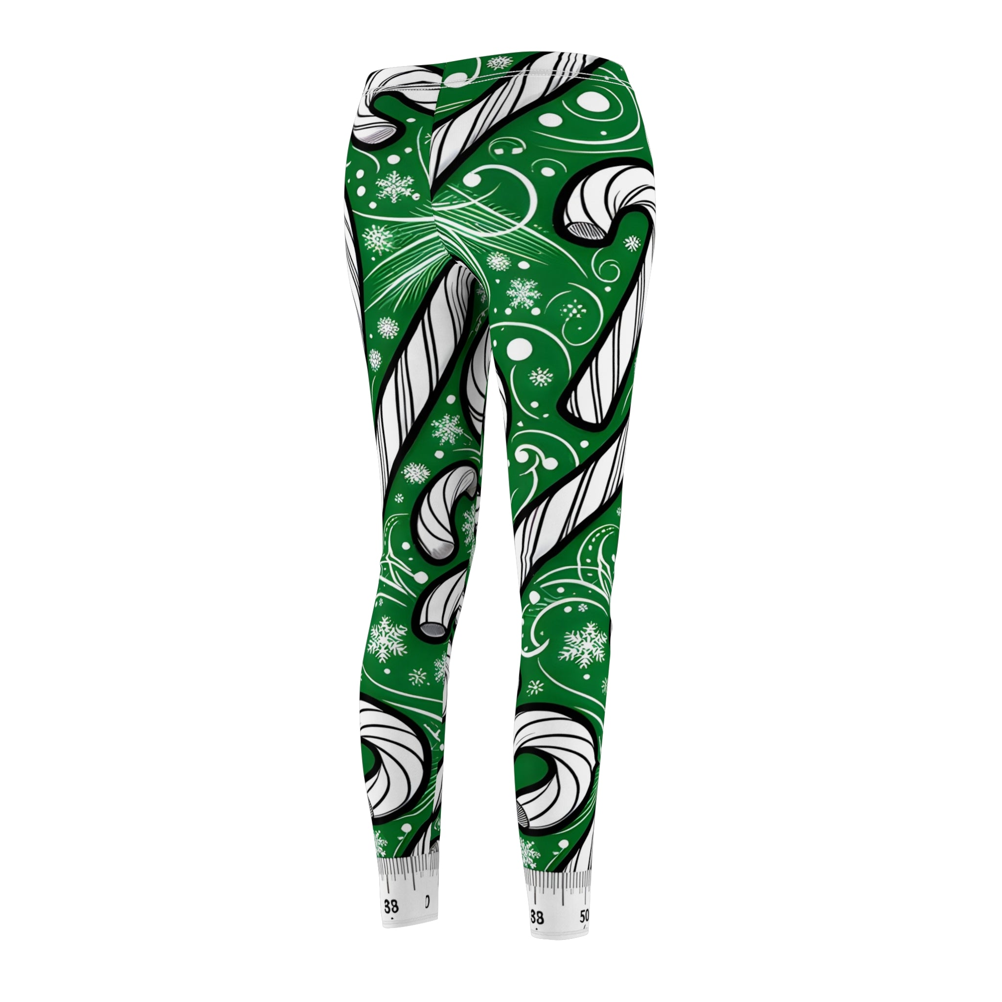 Festive Green Candy Cane Pattern Leggings