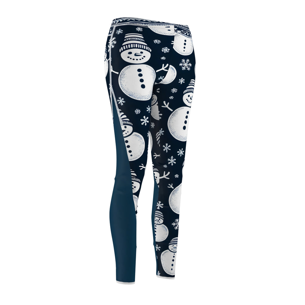 Festive Snowman Outline Allover Print Leggings