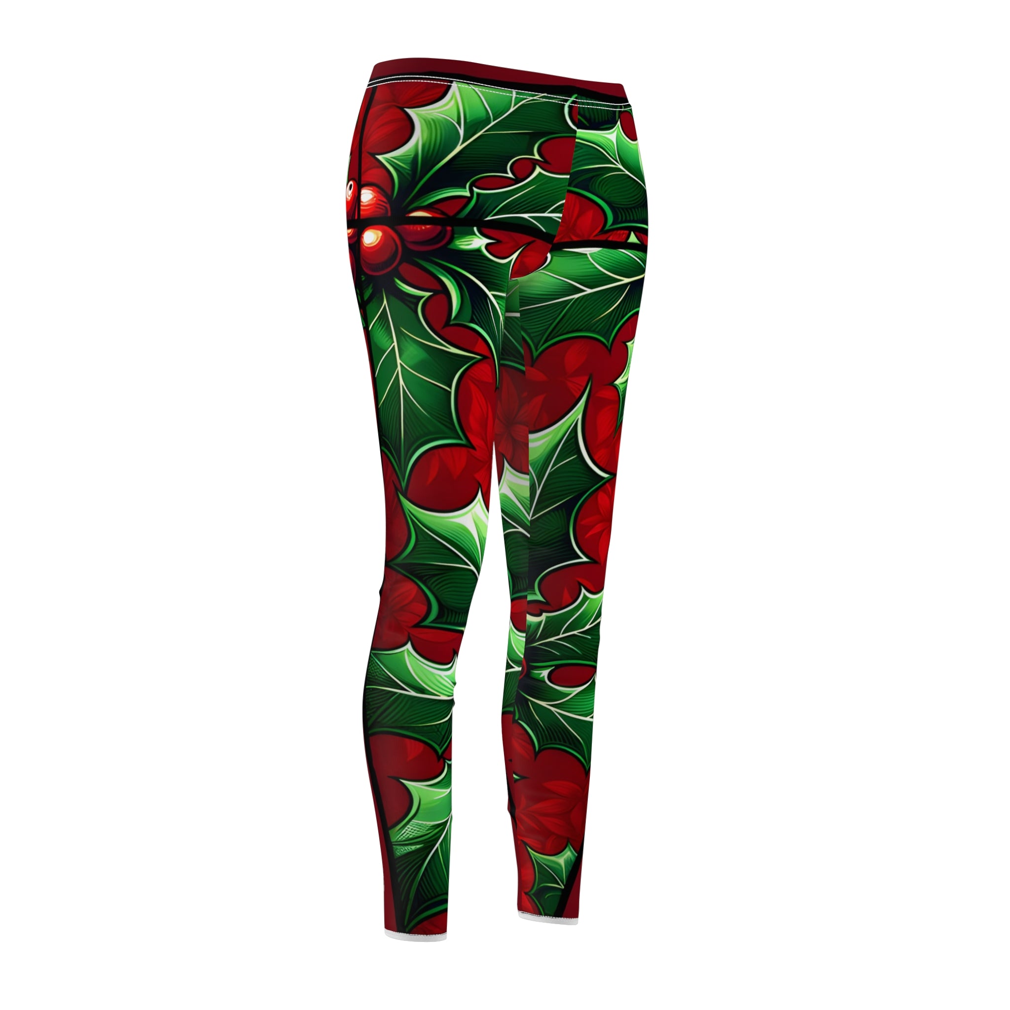Festive Holly Berry Allover Print Leggings