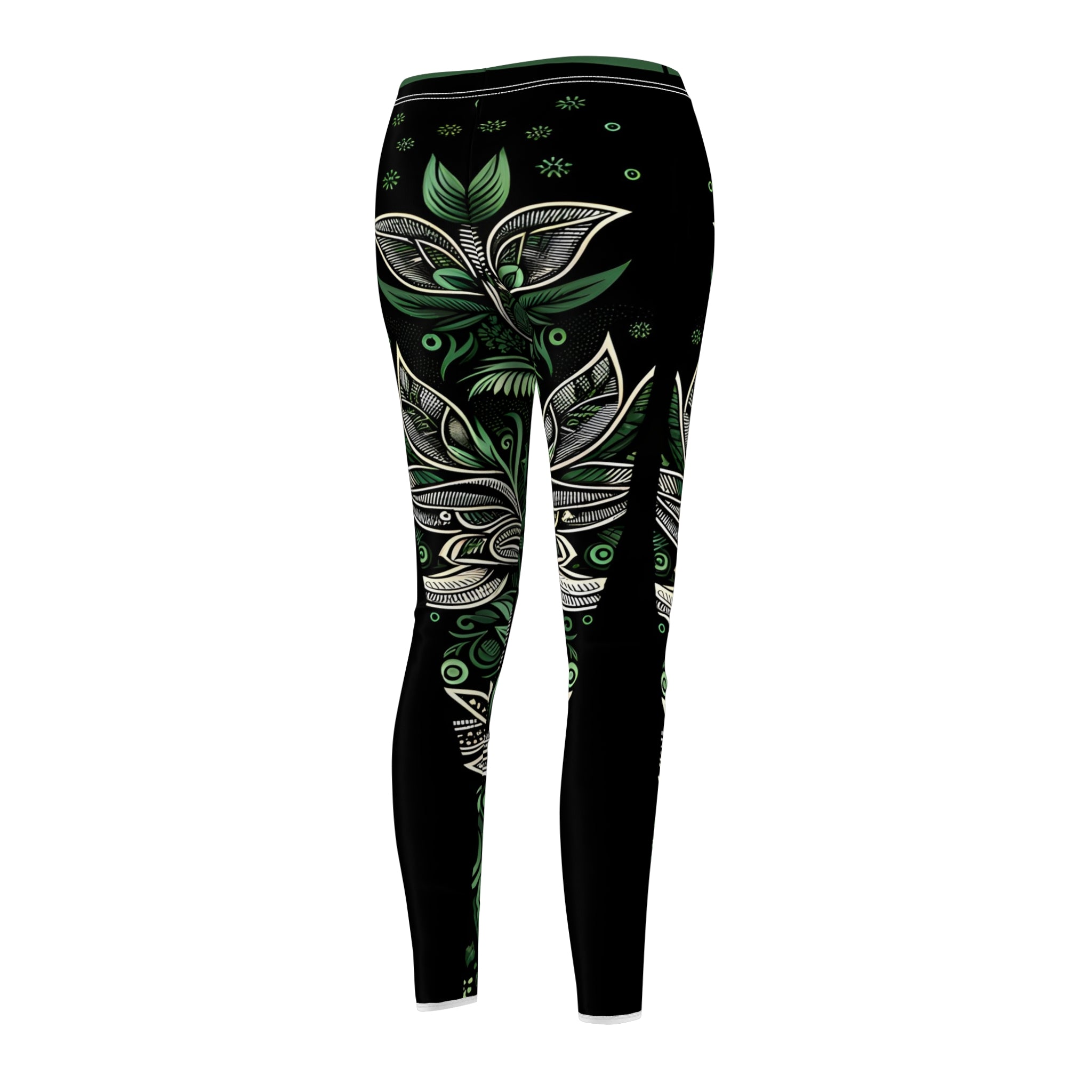 Elegant Green Ornament Allover Print Leggings
