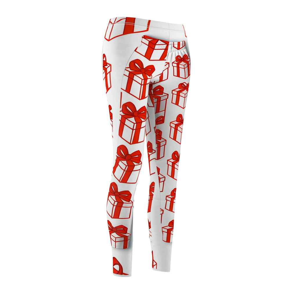 Minimalist Red Gift Box Print Leggings