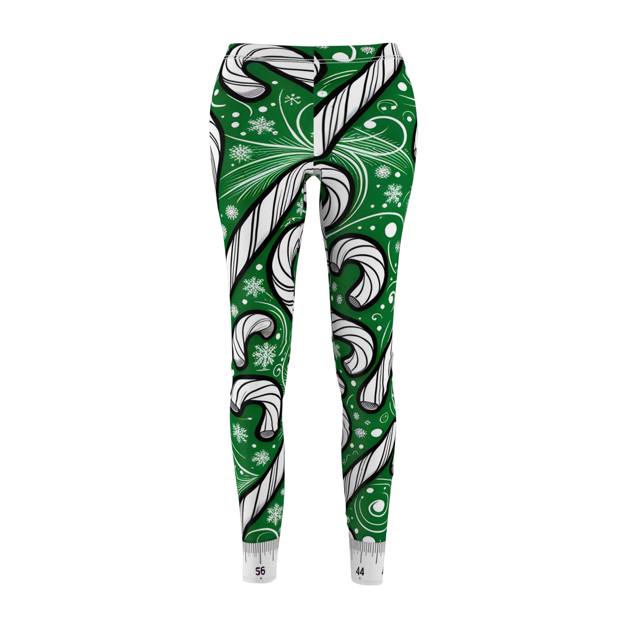 Festive Green Candy Cane Pattern Leggings