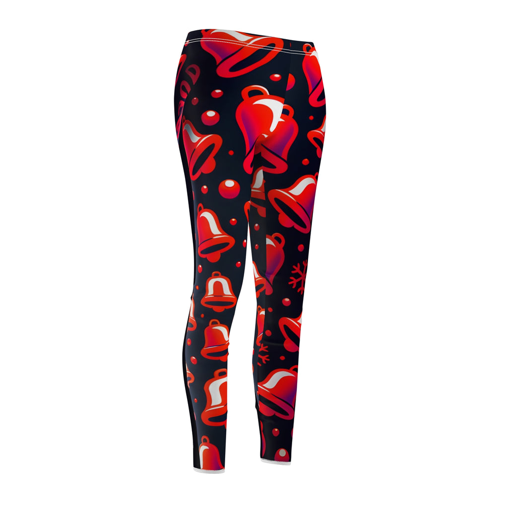 Festive Red Jingle Bell Allover Print Leggings