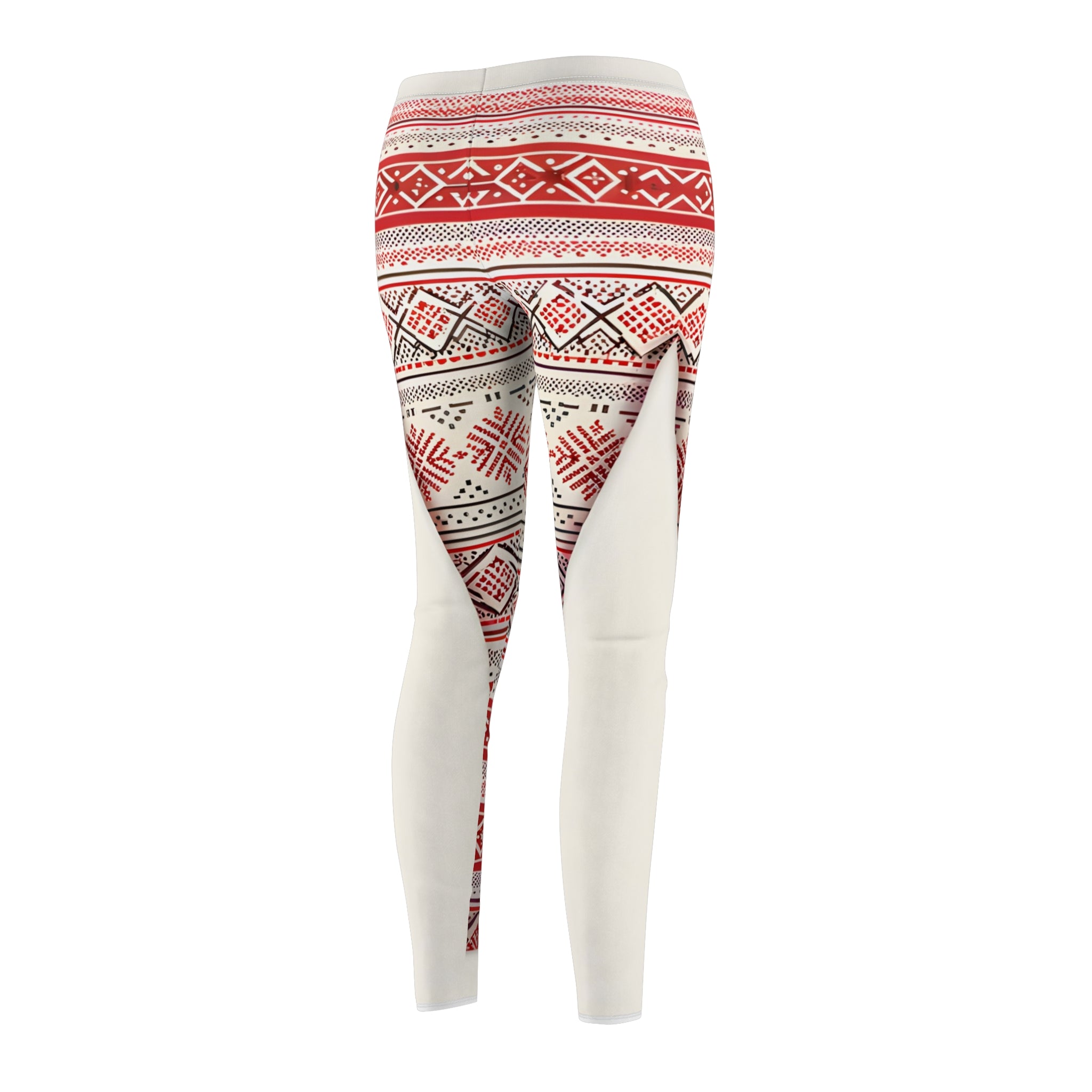 Nordic Red & White Geometric Leggings