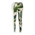 Green Leaf Outline Allover Print Leggings