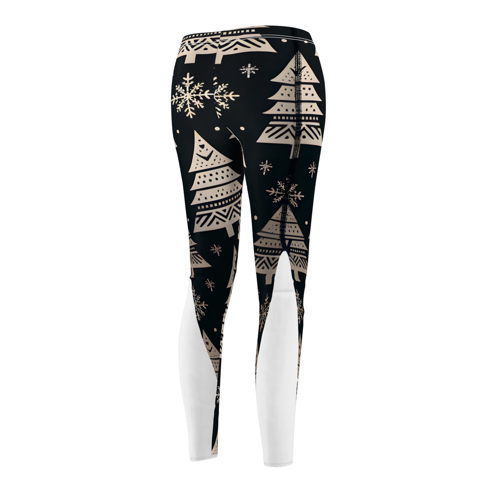 Minimalist Christmas Tree Pattern Black Leggings