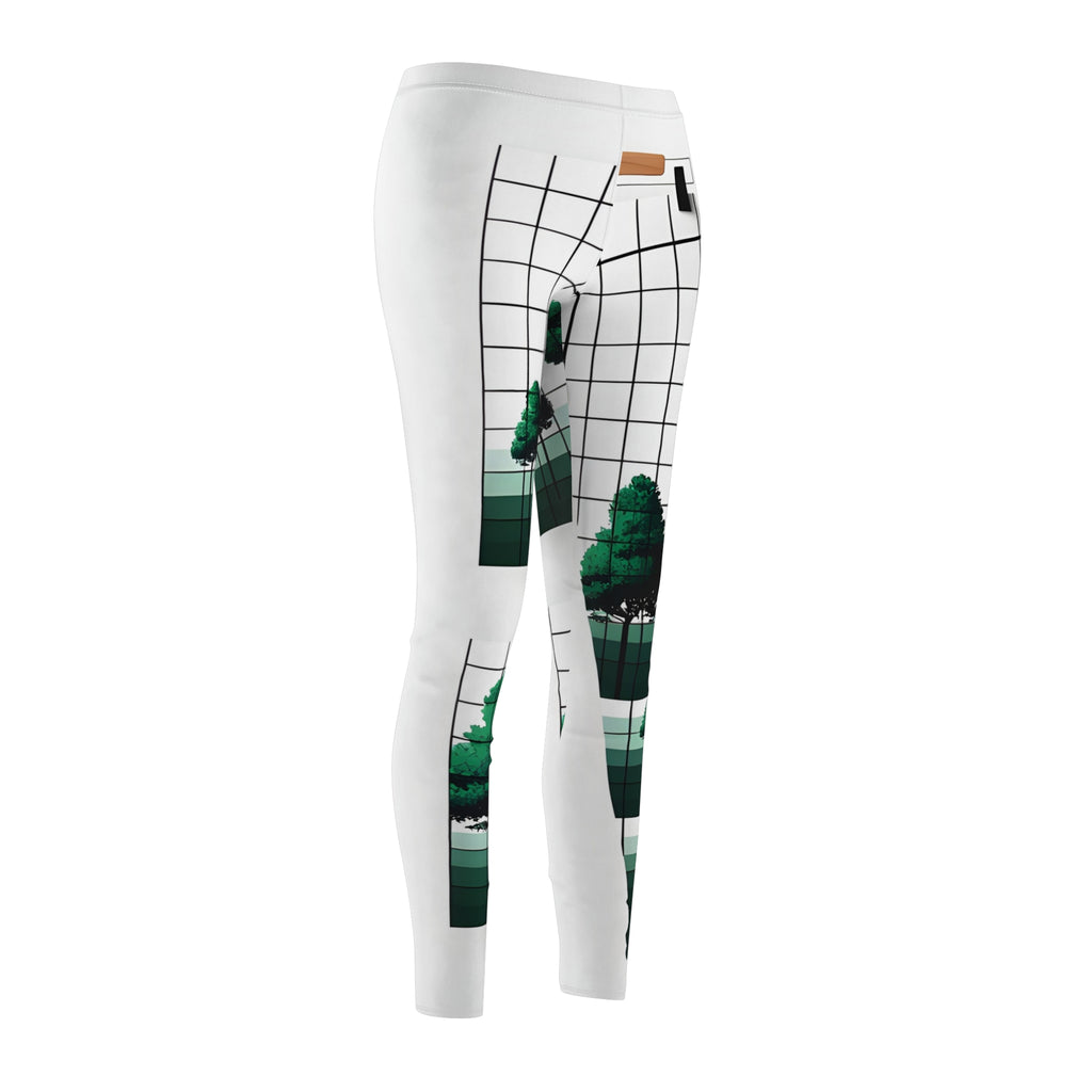 Minimalist Green Tree Grid Leggings