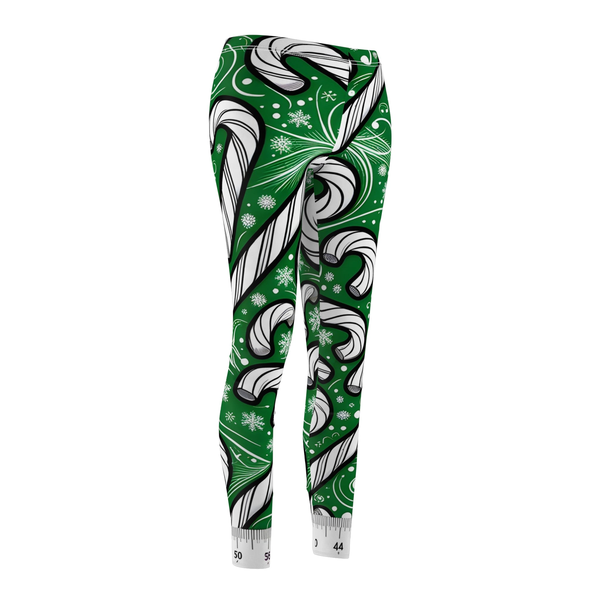 Festive Green Candy Cane Pattern Leggings