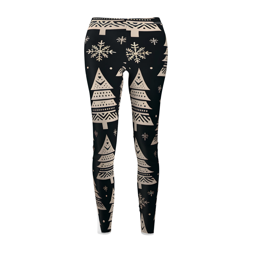 Minimalist Christmas Tree Pattern Black Leggings