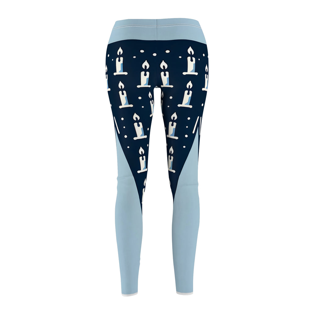 Navy Blue Candle Pattern Leggings