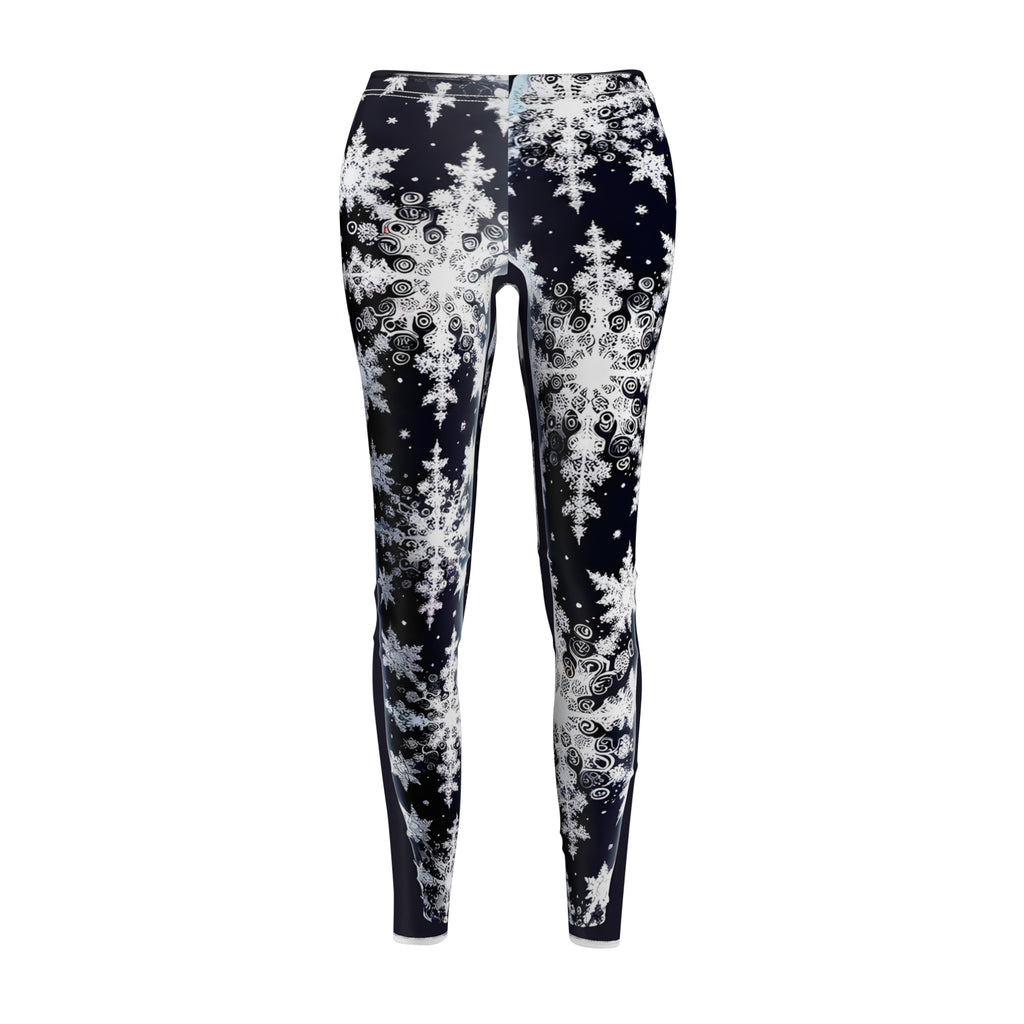 Fractal Snowfall Black & White Leggings