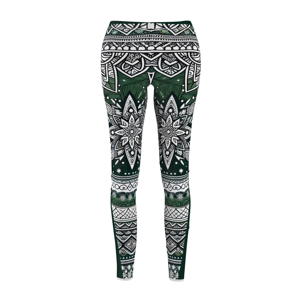 Snowflake Forest Green Allover Print Leggings