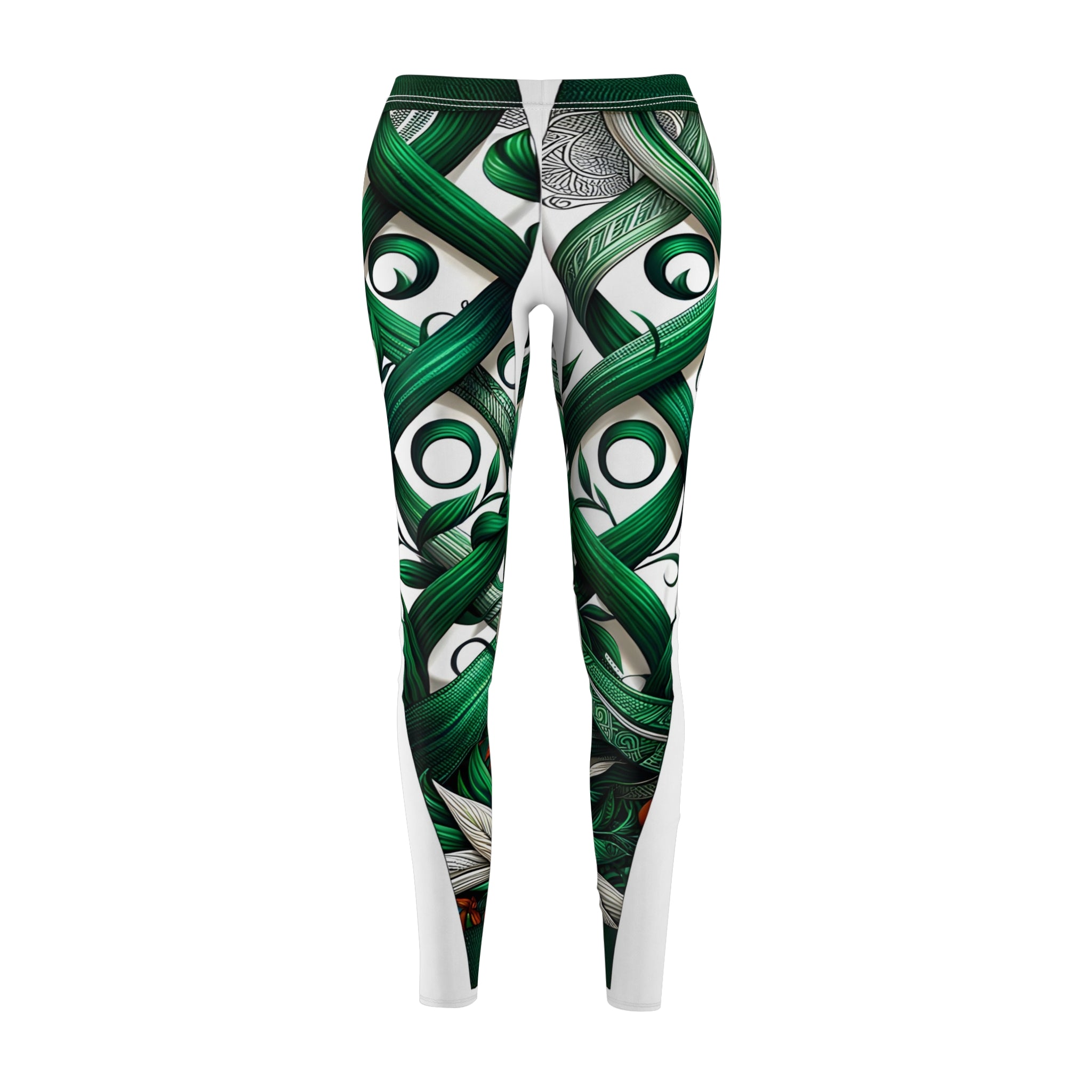 Vibrant Green Ribbon Allover Print Leggings