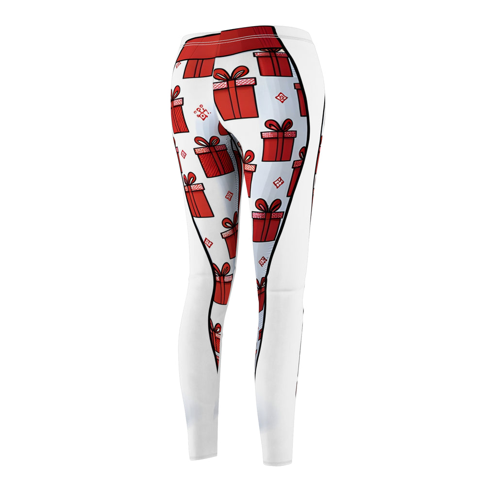 Red Gift Box Outline Leggings - Festive Allover Print