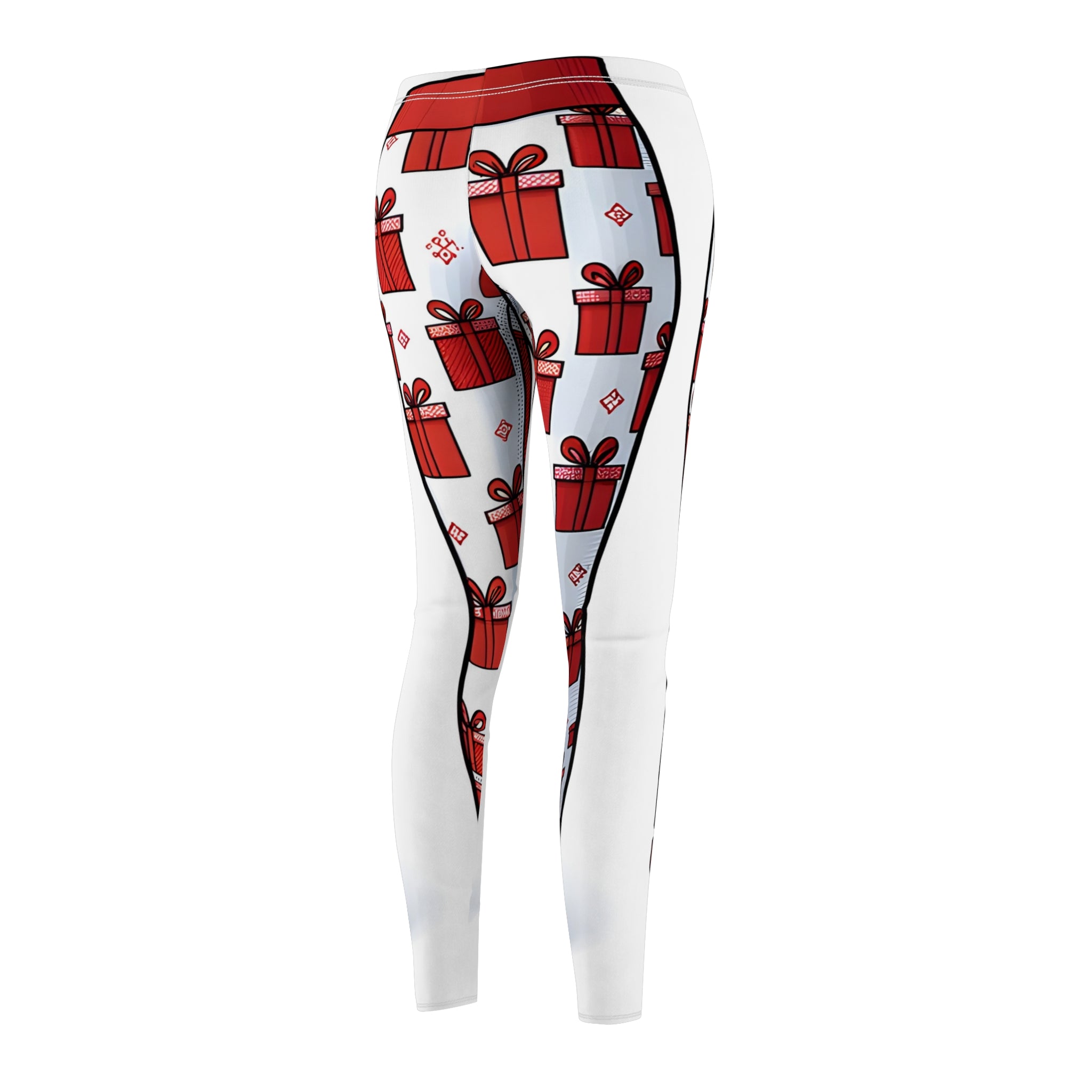 Red Gift Box Outline Leggings - Festive Allover Print