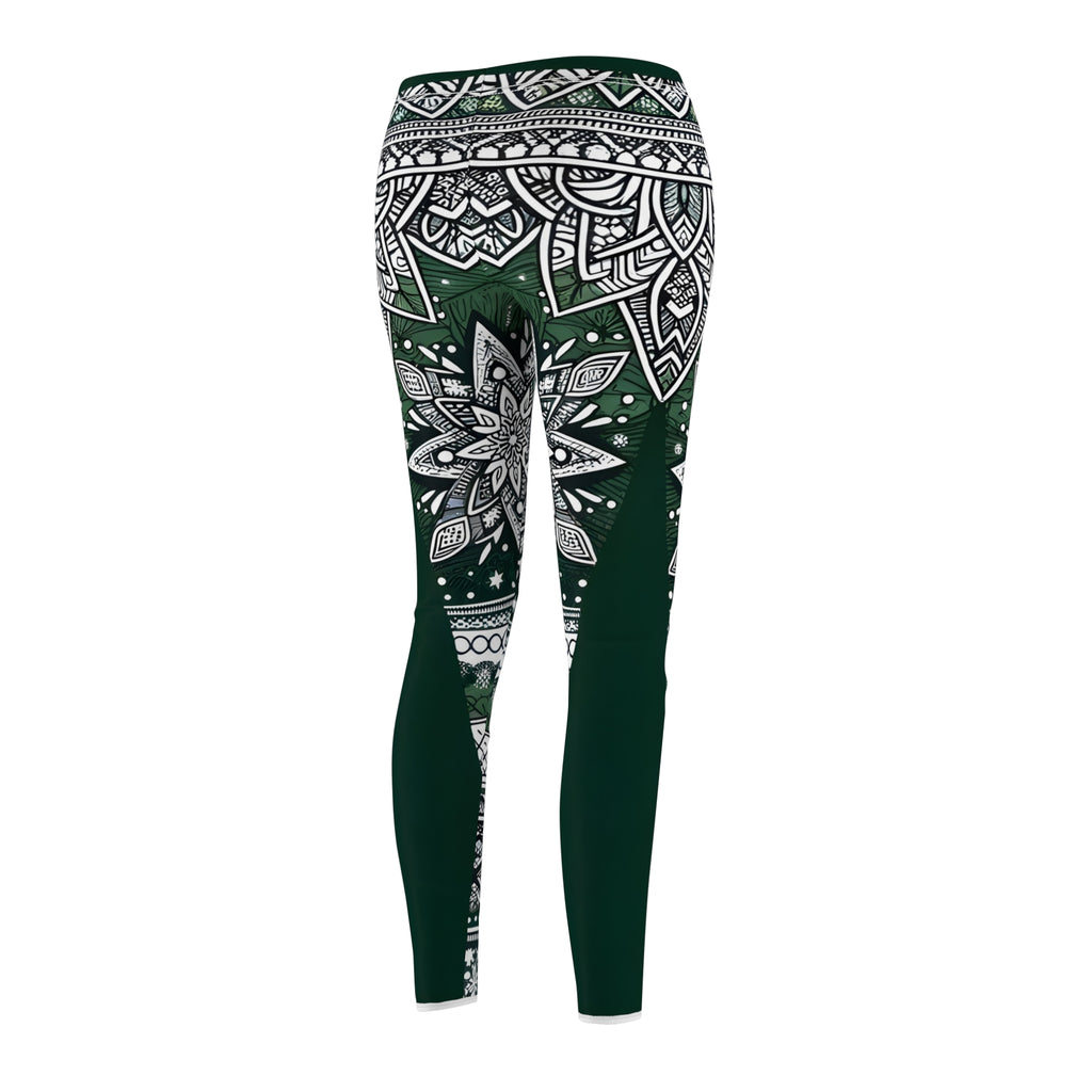 Snowflake Forest Green Allover Print Leggings