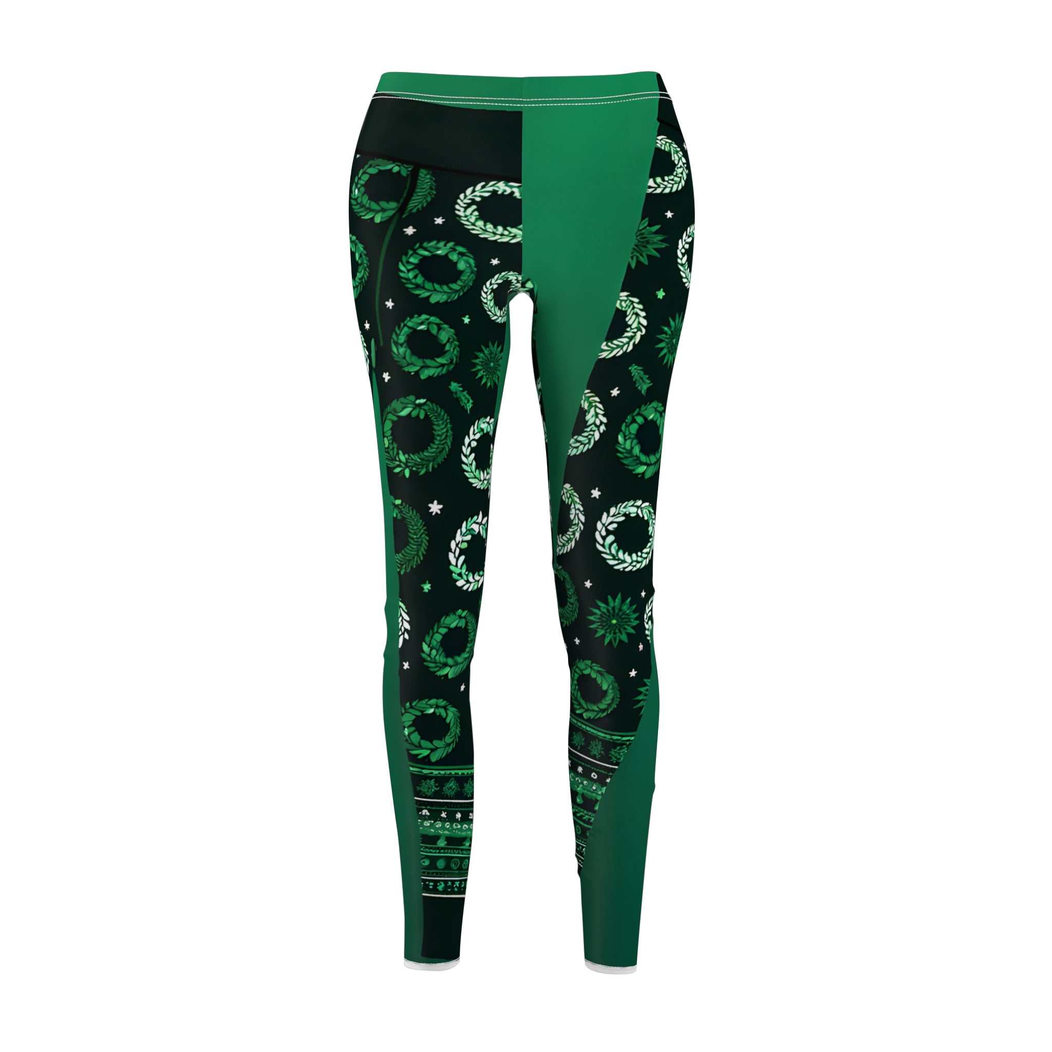 Festive Christmas Wreath Allover Print Leggings
