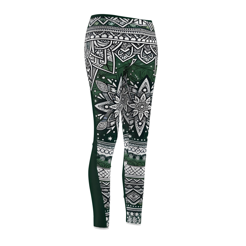 Snowflake Forest Green Allover Print Leggings