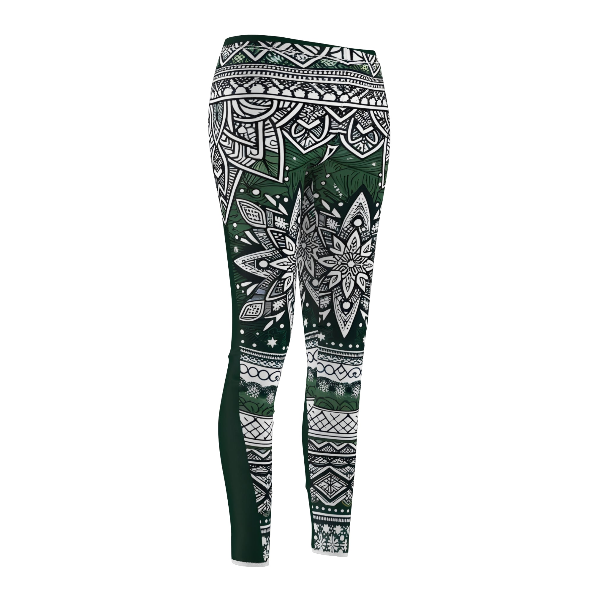 Snowflake Forest Green Allover Print Leggings