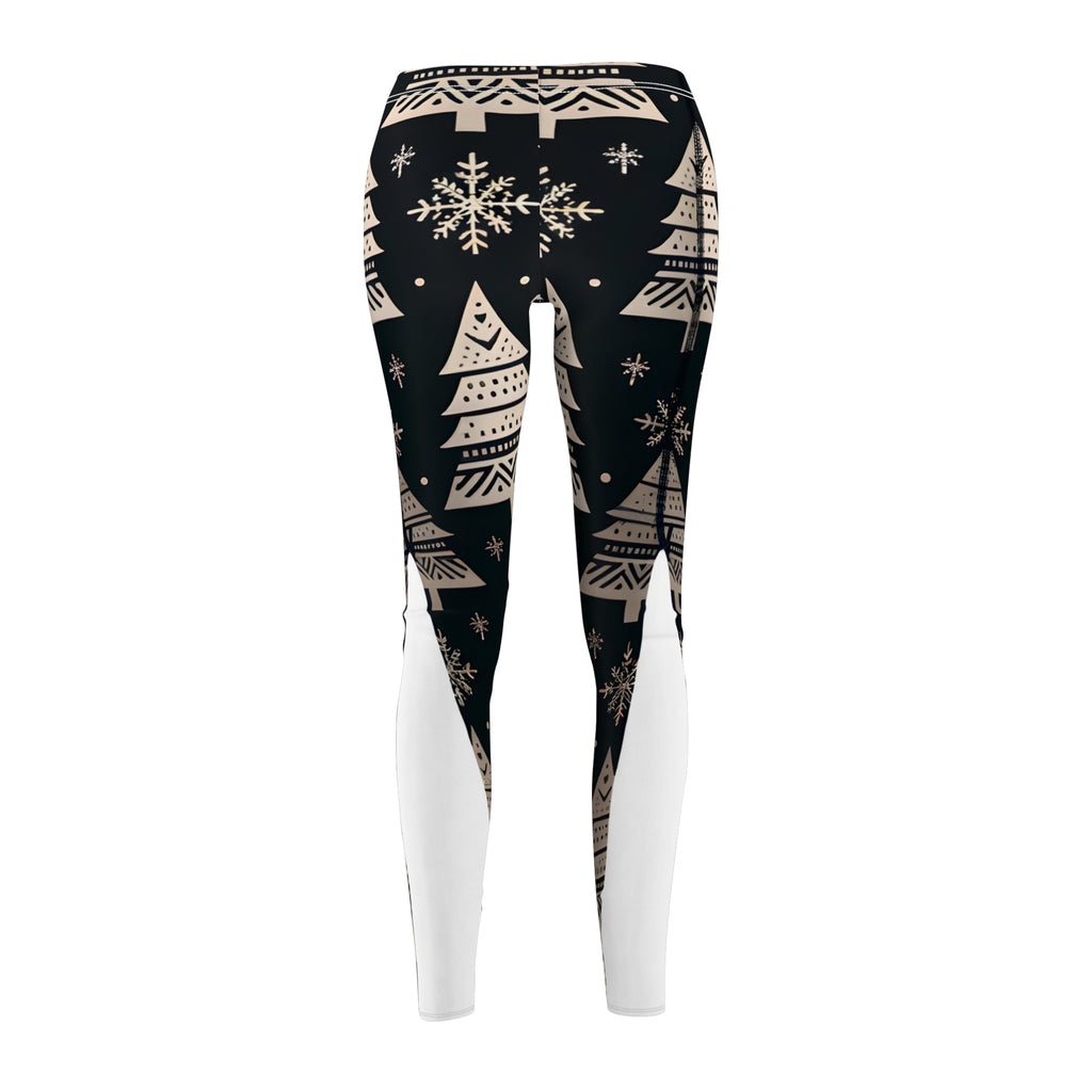 Minimalist Christmas Tree Pattern Black Leggings
