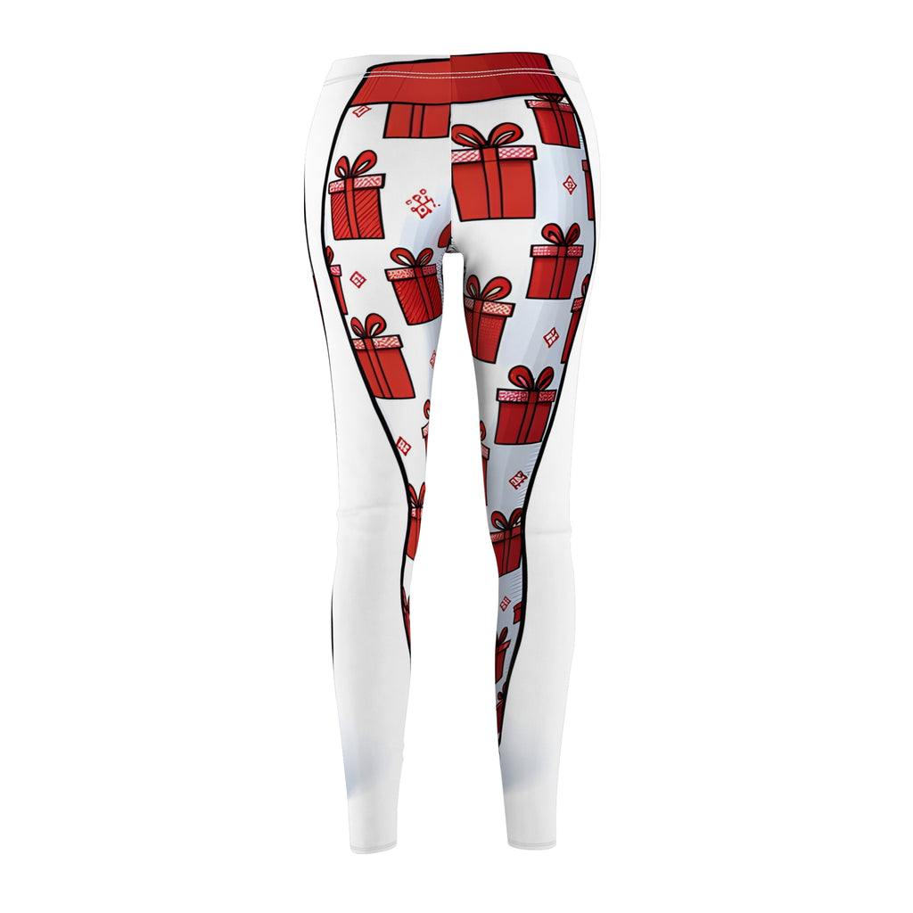 Red Gift Box Outline Leggings - Festive Allover Print
