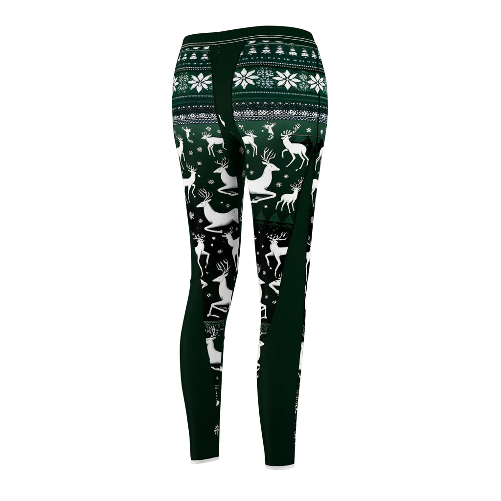 Festive White Reindeer Allover Print Leggings