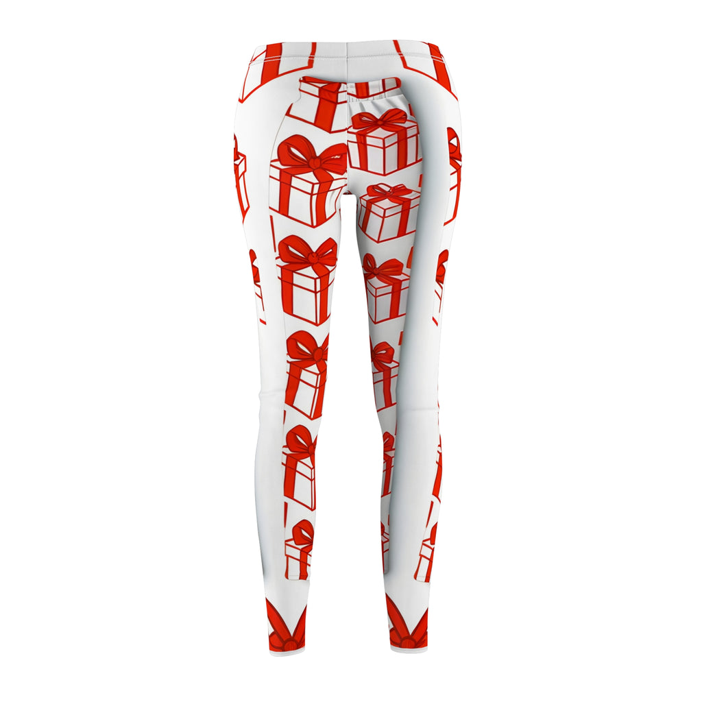 Minimalist Red Gift Box Print Leggings