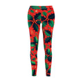 Festive Red & Green Holly Allover Print Leggings