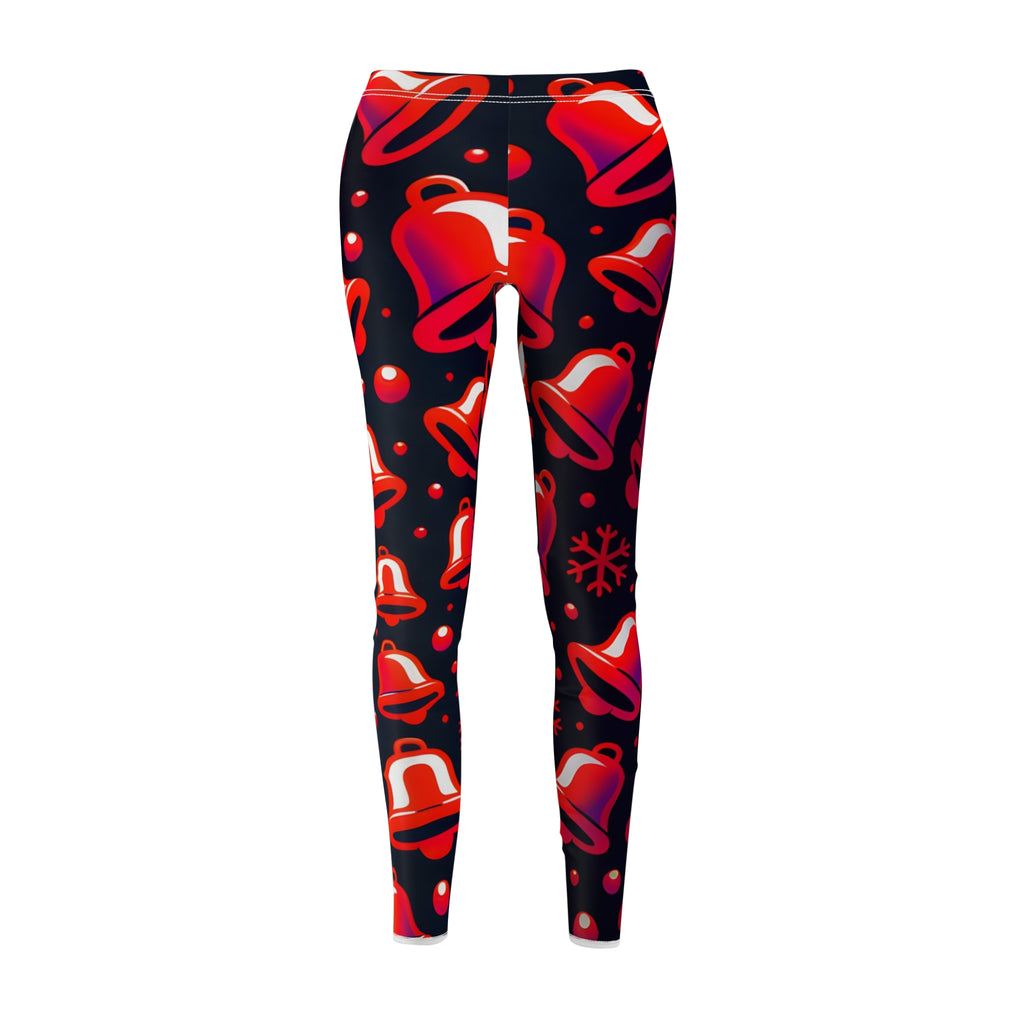 Festive Red Jingle Bell Allover Print Leggings