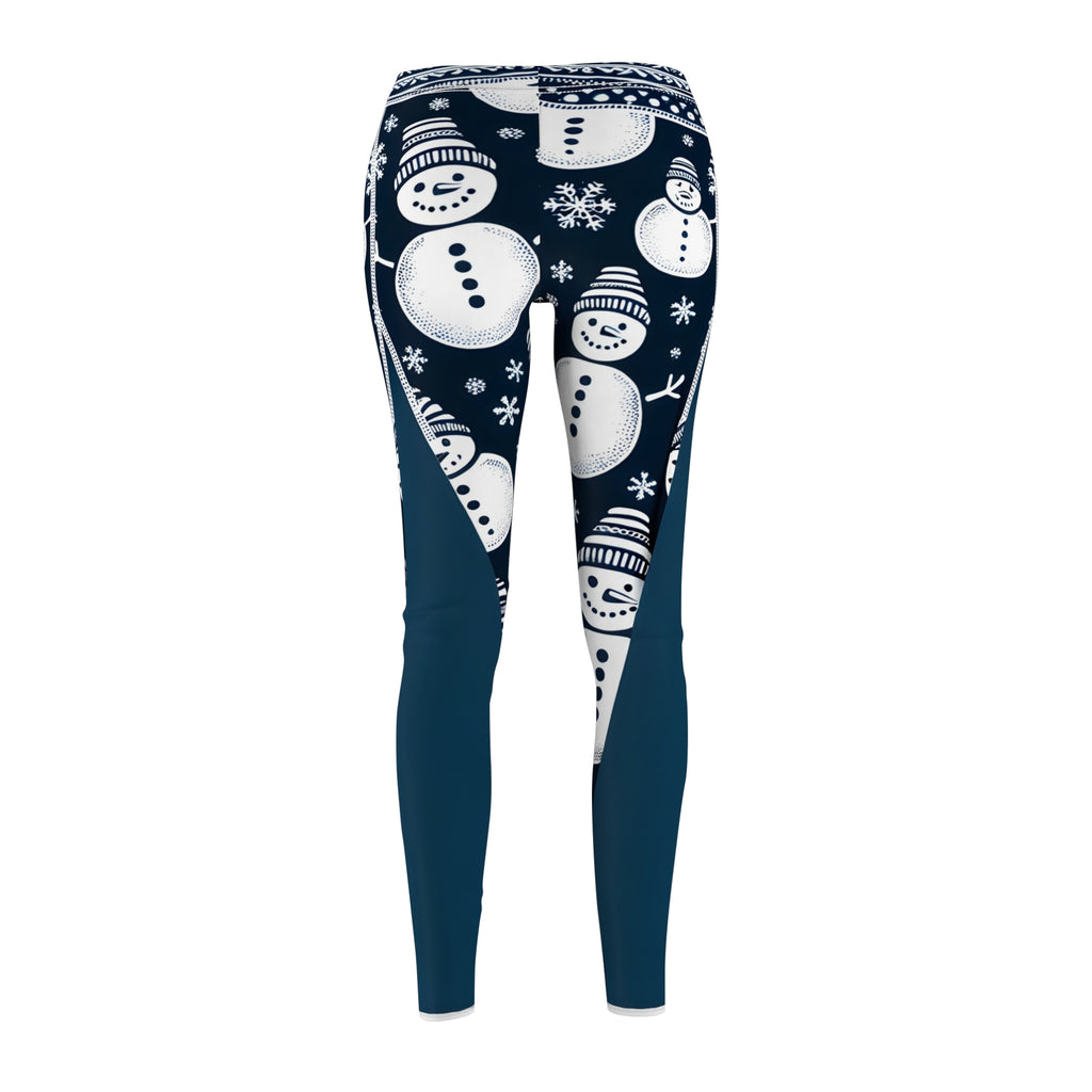 Festive Snowman Outline Allover Print Leggings