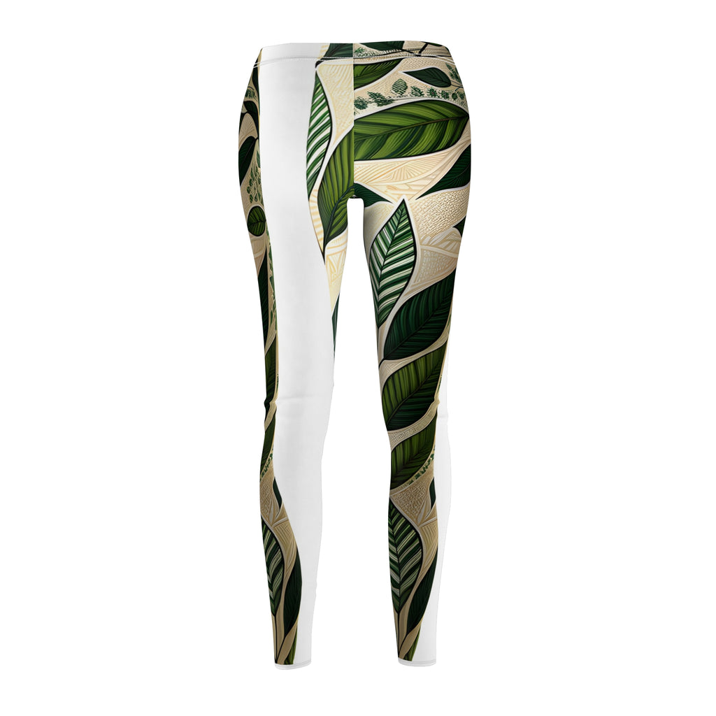 Green Leaf Outline Allover Print Leggings