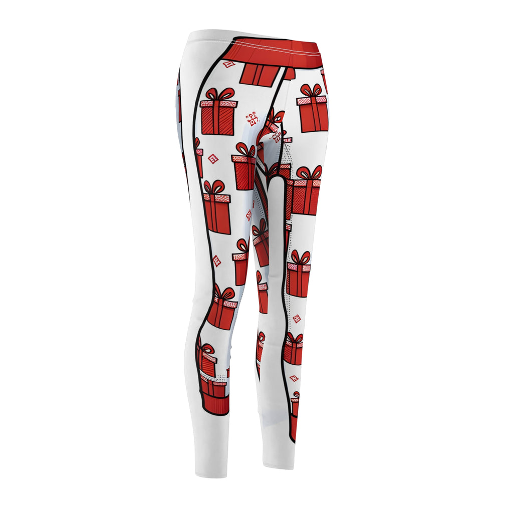 Red Gift Box Outline Leggings - Festive Allover Print